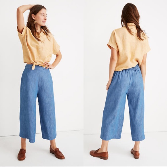 Madewell Pants - MADEWELL Chambray Huston Pull-on Crop Pants